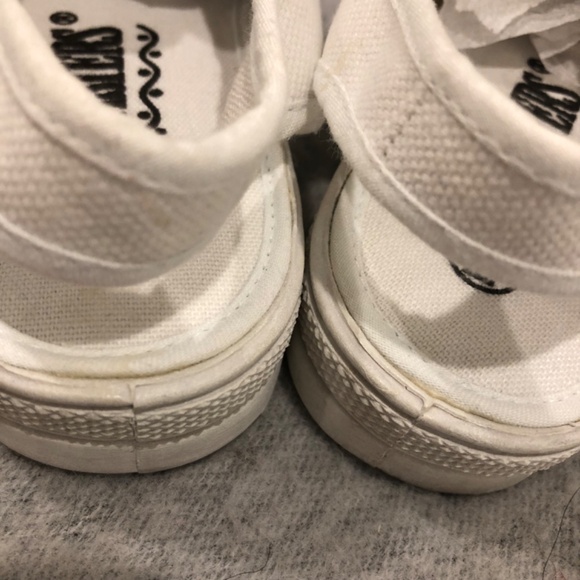 White Canvas Peep Toe Slingback Sneakers - Picture 14 of 16